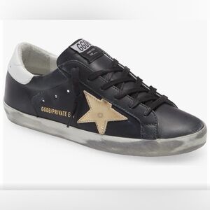 Golden Goose Black Leather Sneaker with Gold Star sz 37